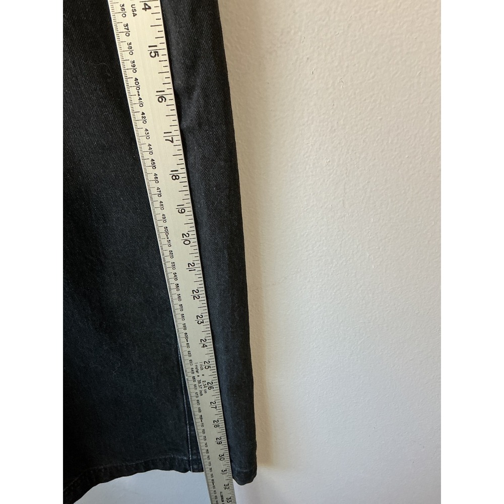 Pilcro Black Denim Midi Skirt Asymmetrical Crossover Waist High Rise Sz 30/6 - Picture 10 of 13